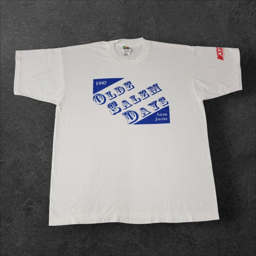 Vintage 1997 Olde Salem Days T-Shirt Salem Virginia Size XL White Blue Deadstock